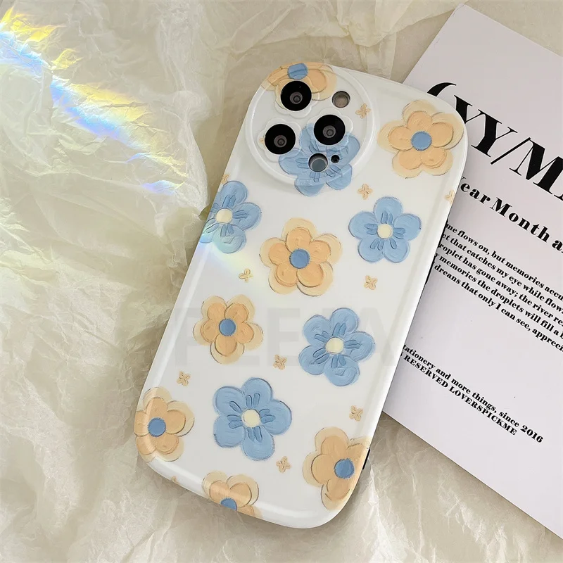 Милый чехол для телефона с рисунком цветов маслом iPhone 11 12 13 Pro Max X XR XS мягкий