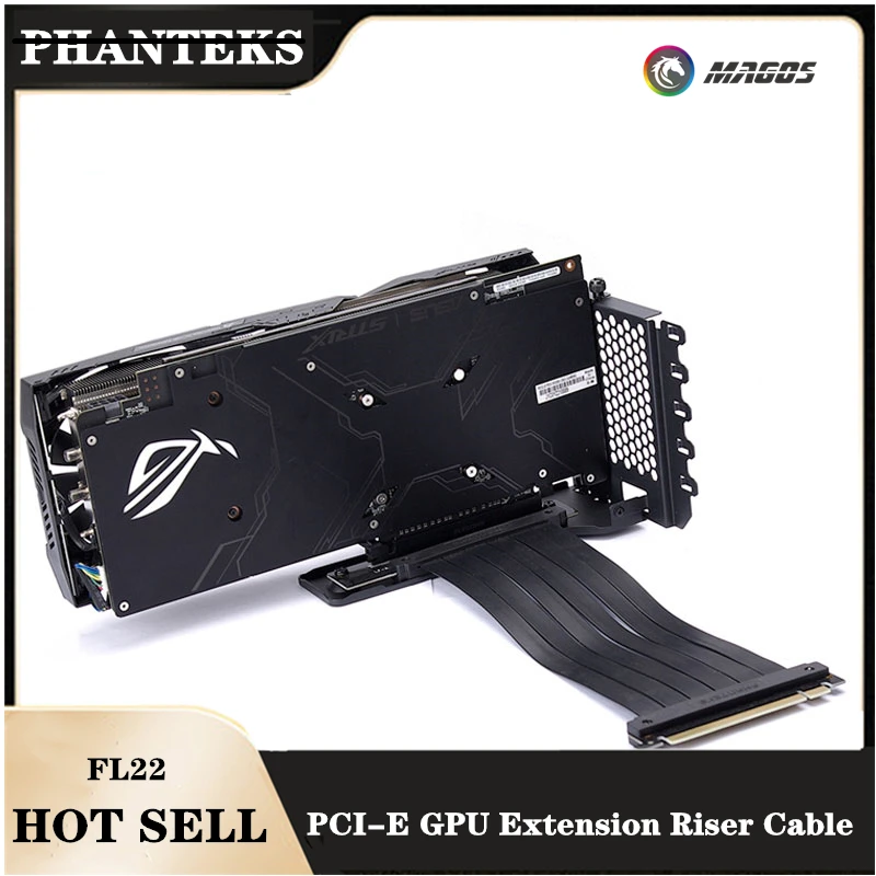

Phanteks PCI-E GPU Удлинительный кабель, Универсальный Прочный 180 градусов до 90 градусов Графическая карта, вертикальный удлинитель, FL22