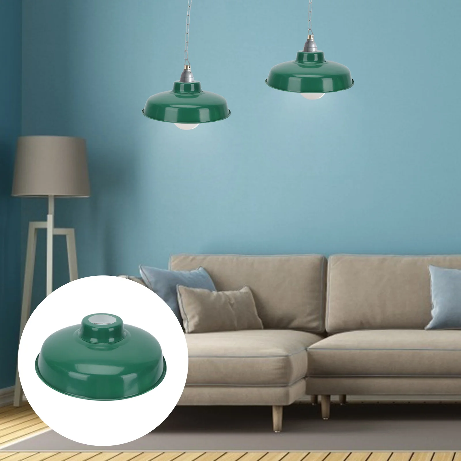 

Vintage Green Lampshade Semi Flush Mount Ceiling Light Enamel Chandelier Household Protector Hanging Wall Dome Chimney
