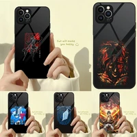 anime attack on titan phone case tempered glass for iphone 13 12 11 pro max mini x xr xs max 8 7 6s plus se 2020 shell fundas