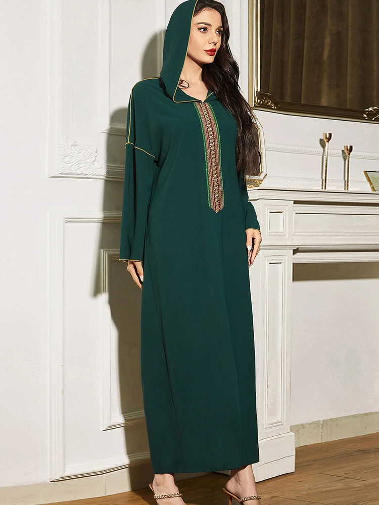 

Eid Mubarak Женская мода Кафтан Дубай Abaya платье мусульманская одежда Рамадан мусульманская с капюшоном Caftan Marocain Djellaba Femme