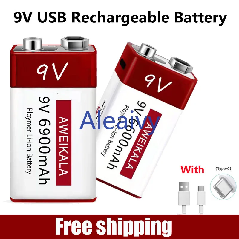 

1-20PCS 9V 6900mAh Li-ion Lithium Rechargeable Battery Micro USB Battery ForMultimeter Microphone KTV Use Toy Bluetooth Earphone