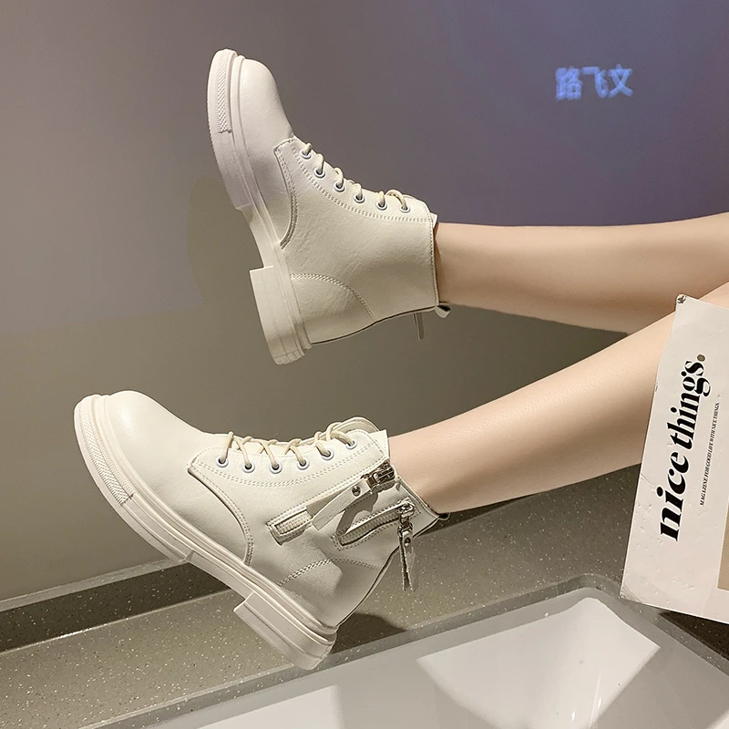

New French autumn and winter thick-soled mid-tube Martin boots female British style ins tide net red S thin short boots women