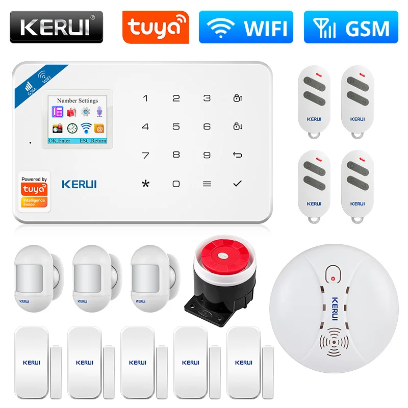 KERUI W181 Alarm System for Home WIFI GSM Alarm Kit Support Alexa Tuya Smart Motion Sensor Door Sensor