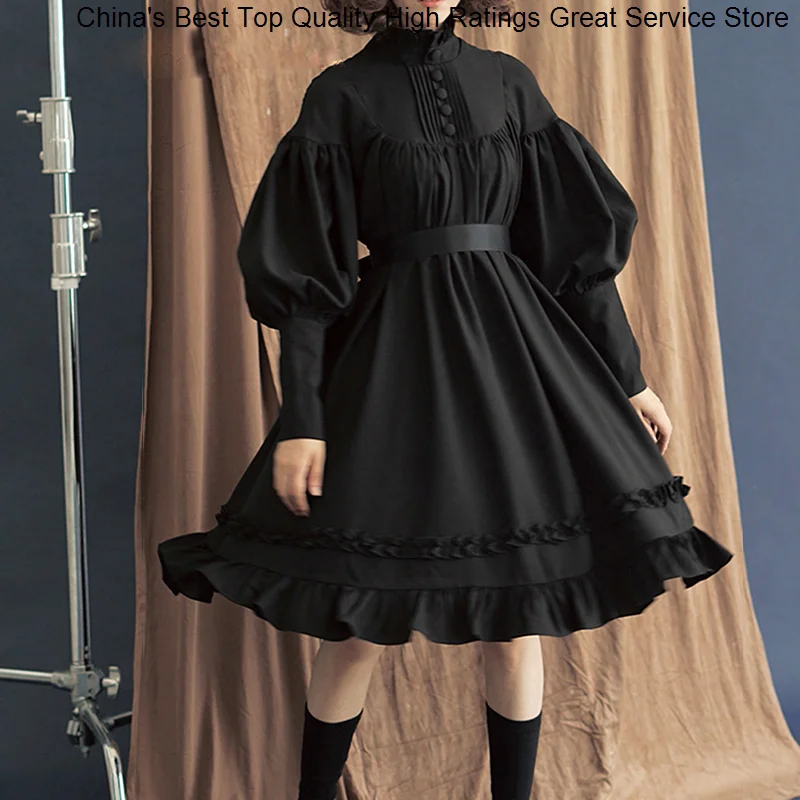 Style Long Sleeves Japanese College Black es For Women 2023 New Spring Autumn Cotton Princess Dress Girl Clothing