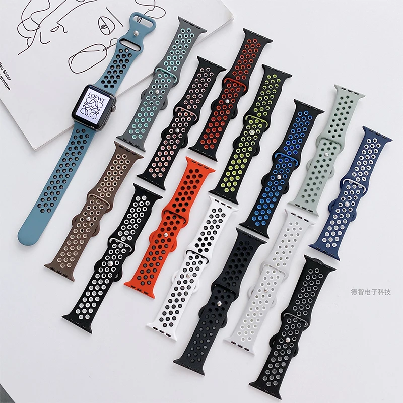 

Silicone Strap For Apple Watch band 44mm 40mm 38mm 42mm 41 45mm Sport belt watchband iWatch serie 5 4 3 2 SE 6 7 Rubber bracelet