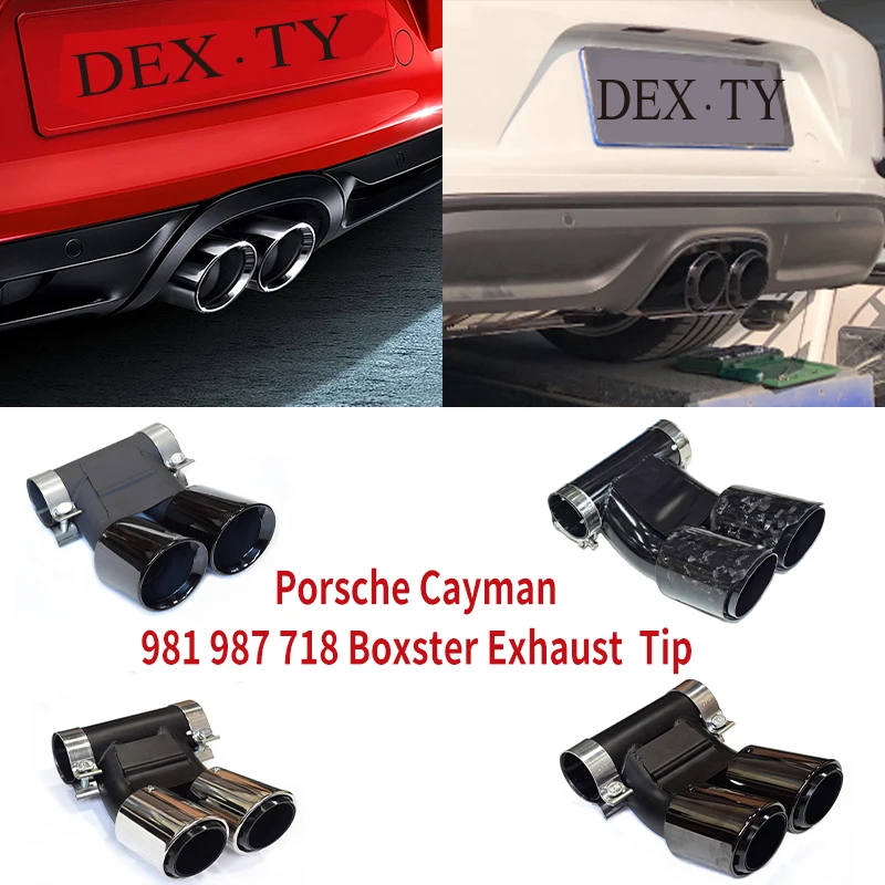 

For Porsche Cayman 981 987 718 Boxster Rectangle Exhaust Tip Upgrade in The Double Exit Muffler Tail Pipe