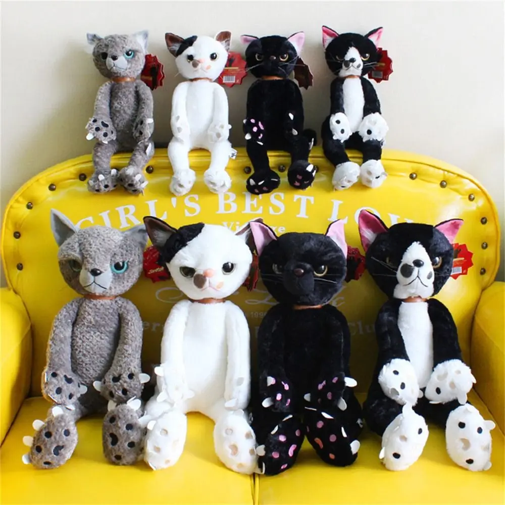 

40/60cm Stuffed Unhappy Cats Plush Toys Japan Scratch Kitten Peluche Sharp Paw Neko Soft Children Kids Novel Gifts Appease Sleep