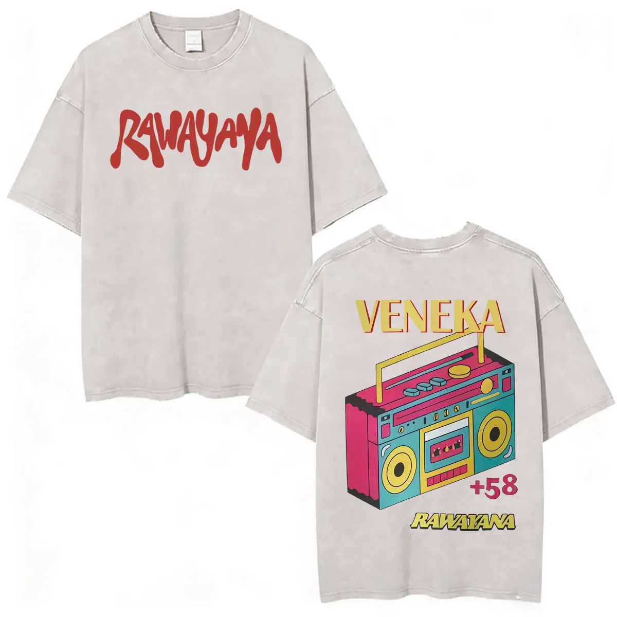 Фото Футболка Band Rawayana Veneka Album в винтажном стиле с эффектом потертости, унисекс, модная, в стиле хип-хоп и поп-музыки, повседневная, свободного кроя, с коротким рукавом №3