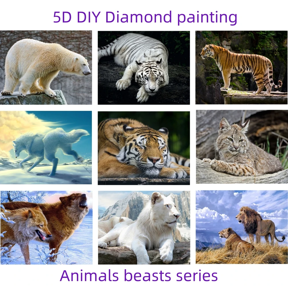 

5D алмазная живопись «сделай сам», тигр, Лев, лошадь, волк, животные, мозаика, вышивка крестиком, искусство, украшение для дома, хобби, подарок