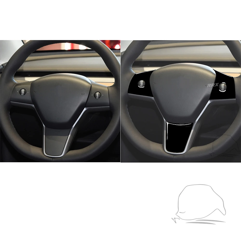 Для Tesla Model Y 2020 + 3 17-22 фортепиано черная панель рулевого колеса Обложка отделка