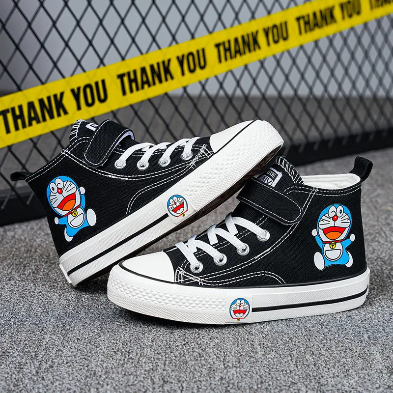Yellow Cartoon High-top Boys Shoes Skateboard Breathable Canvas Kids Sneakers Anime Sports Shoes for Children basket garcon 2022