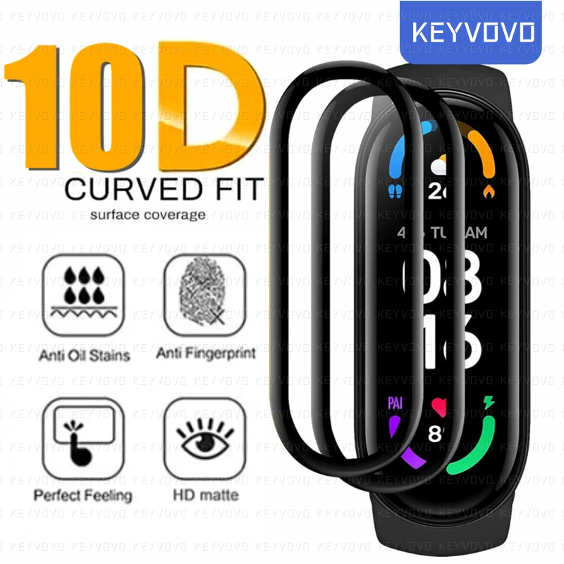 

10D Film Glass For Xiaomi mi band 7 6 5 4 Screen Protector Protective For Xiaomi Mi band5 Cover Miband 7 6 5 4 Strap Bracelet