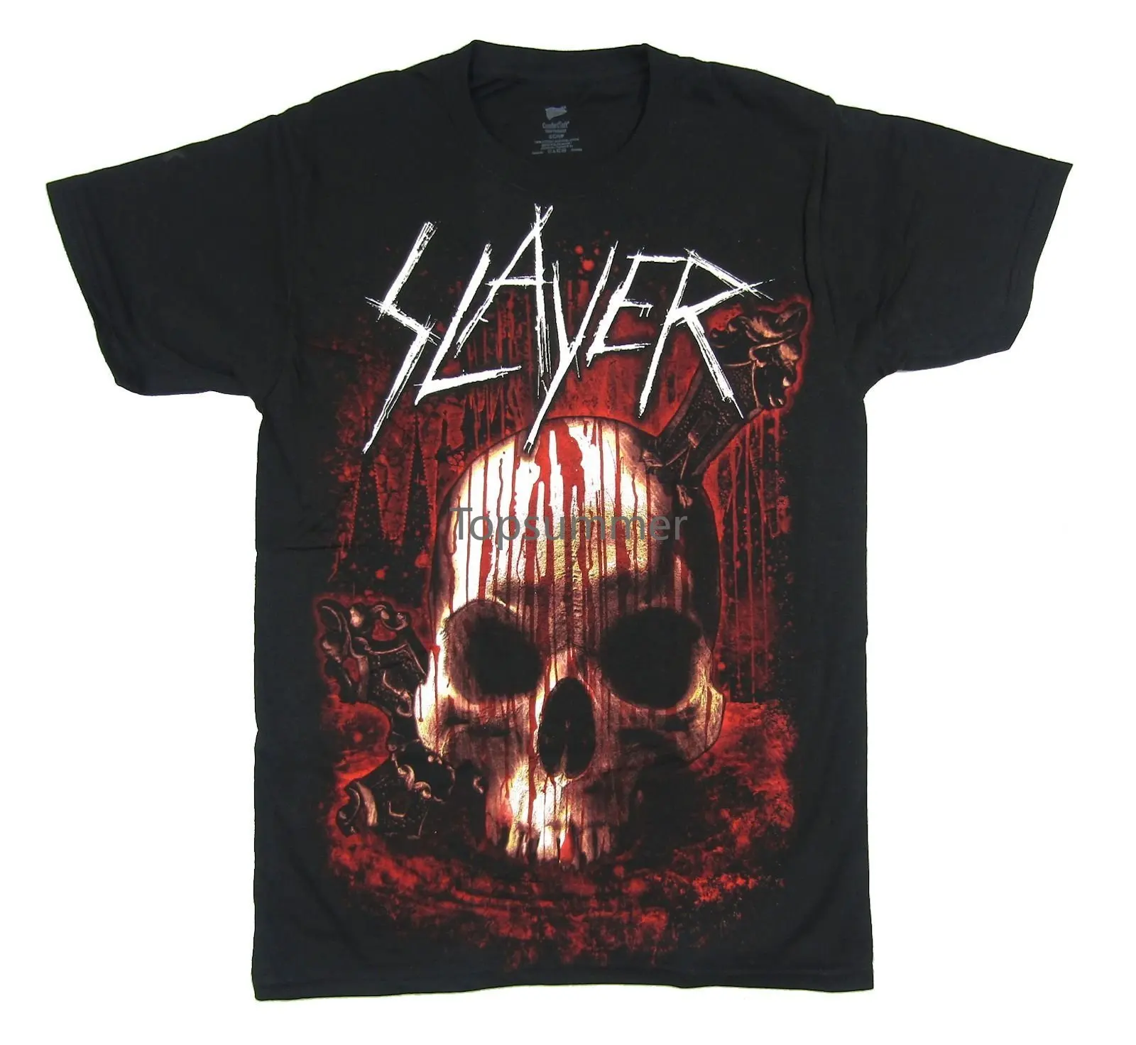 

Slayer Dripping Blood Skull Upside Down Cross Black T Shirt New Band