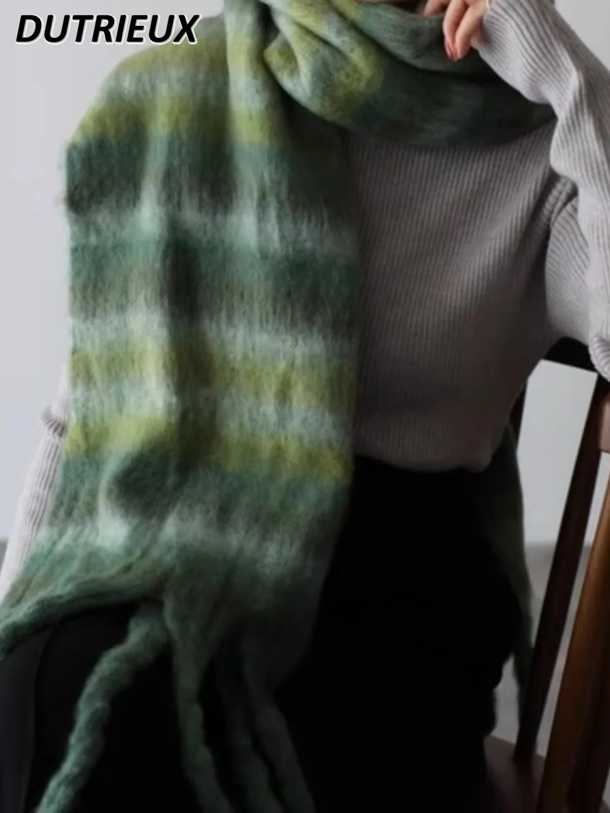 Теплый шарф из мохера для пары милый японский осенне-зимний универсальный