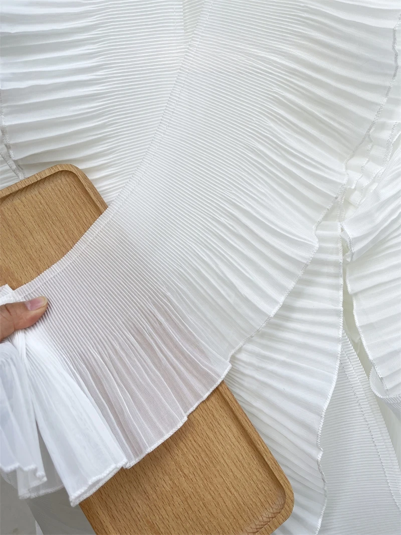 Шифоновая 3D плиссированная кружевная ткань лента с оборками и бахромой платье