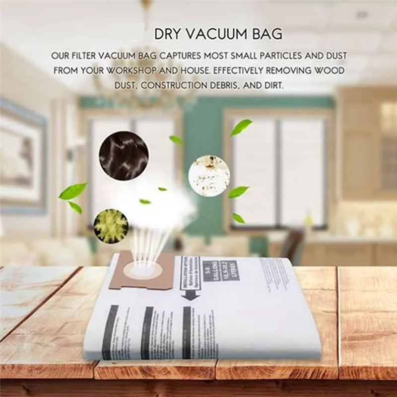 Фото Универсальный мешок для сухой уборки A21F, 5-8 галлонов, для пылесосов Shop Vac / Ridgid VF, сменные аксессуары, 5-8 галлонов №4