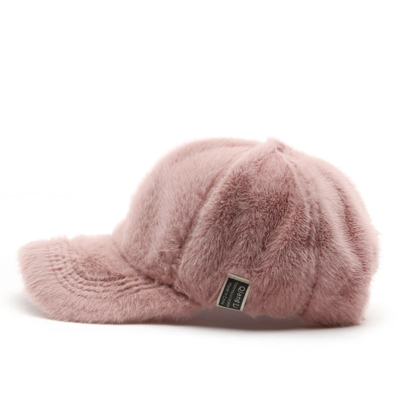 

Plush Baseball Cap Woman 2022 Solid Color Velvet Winter Caps for Women Fall Winter Hats