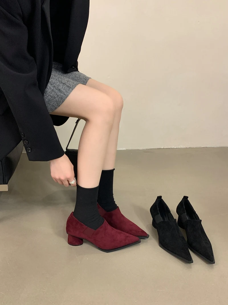 Осень 2024 женские топсайдеры с острым носком модные элегантные туфли-лодочки на