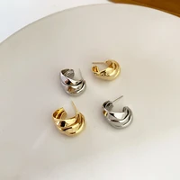 punk elegant personality multi layer metal gold silver color pierced stud earrings for women new 2022 charm fashion ear jewelry
