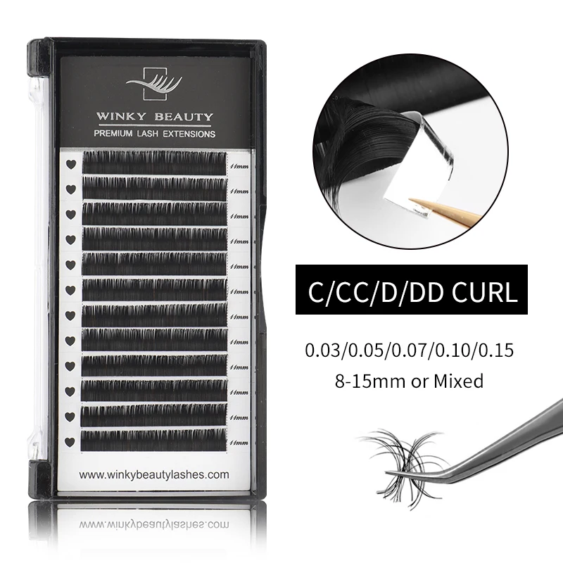 

Winky Beauty Individual Premium Eyelashes Super Soft Silk Mink 8-15mm Mixed Length Extension Volume False Lashes Supplie Cilios