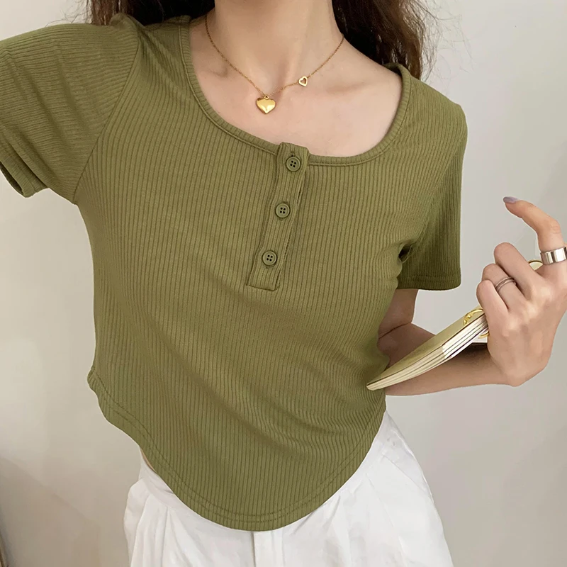 Блузка женская с коротким рукавом однотонная черная/белая 2022