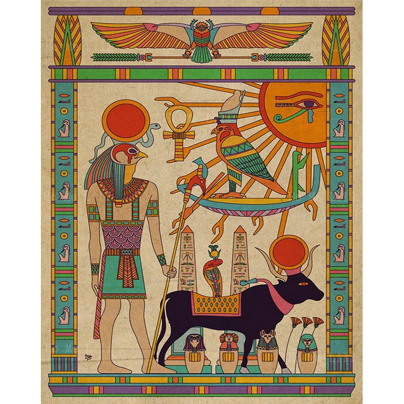 

Древний Египетский Бог Анубис и глаз хора, фараонные королевы, иероглифический холст, настенное искусство от Ho Me Lili для домашнего декора