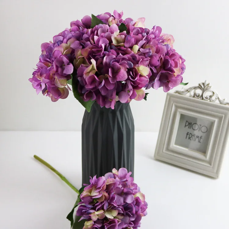 

35cm Artificial Silk Hydrangea Purple Flowers Faux Hydrangea Bouquet Stems for Home Garden Wedding Table Centerpieces Decoration