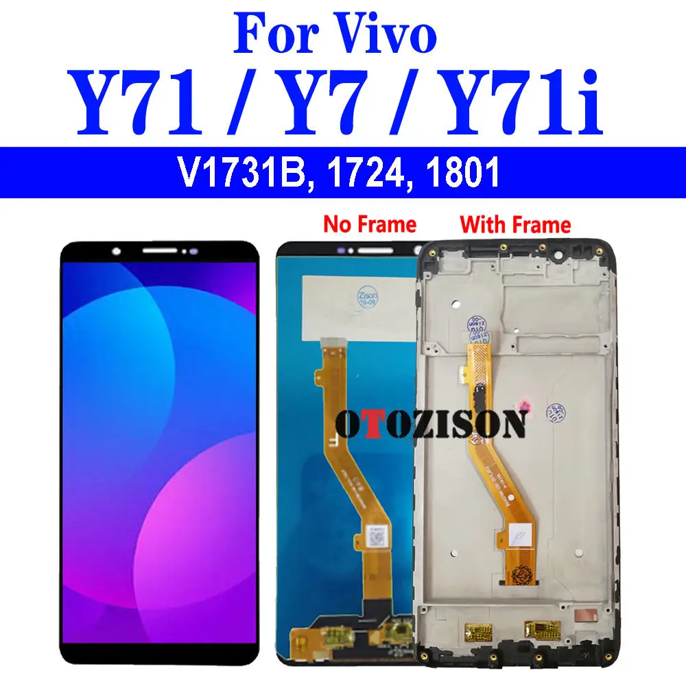 ЖК-дисплей 6,0 дюйма Y71 для BBK Vivo Y7 Y71i, дисплей с рамкой V1731B 1724 1801, сенсорный датчик, дигитайзер в сборе, сменный ЖК-дисплей Y71