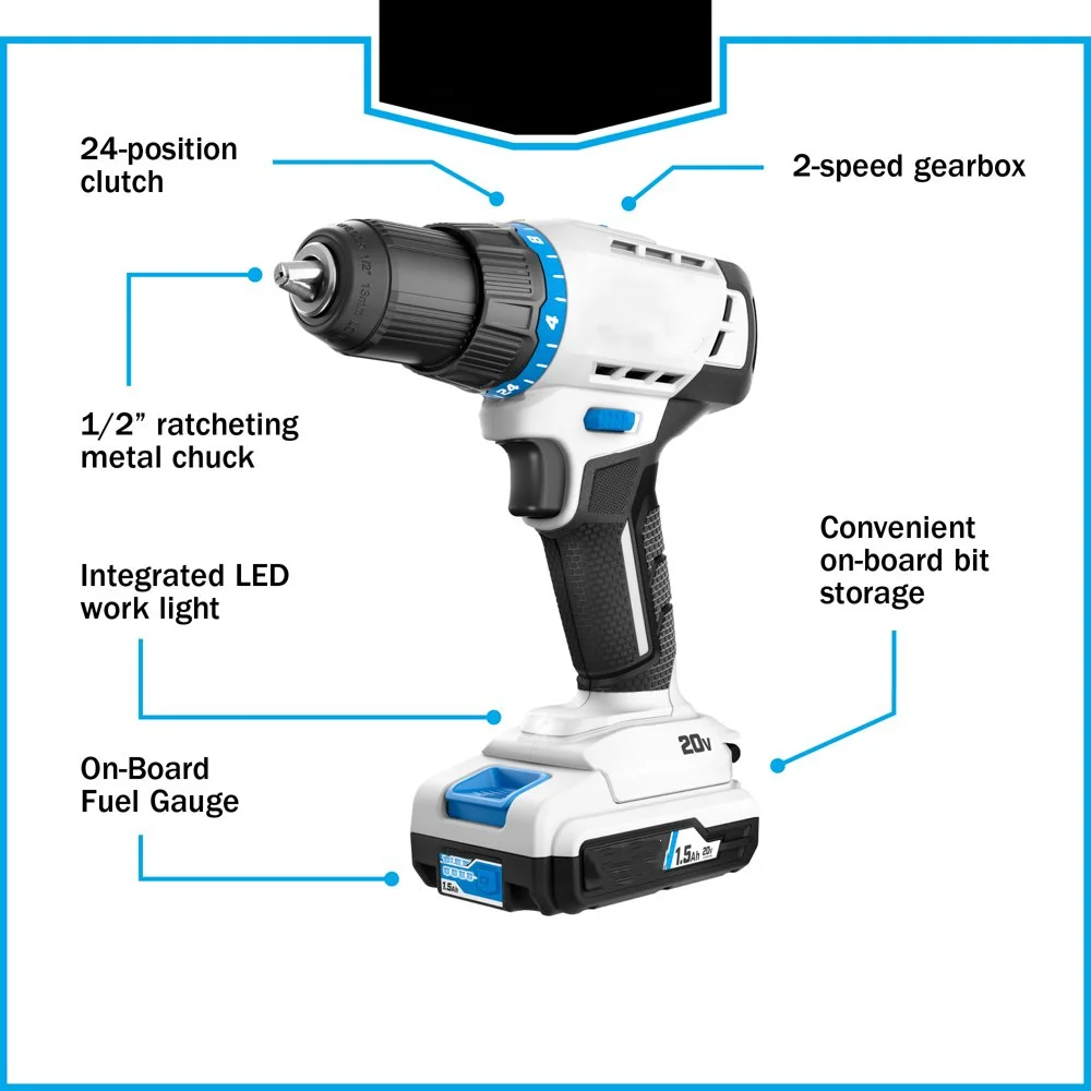 

Cordless 1/2-inch Drill/Driver Kit, (1) 1.5Ah Lithium-Ion Battery, Gen 2 car accessories car products