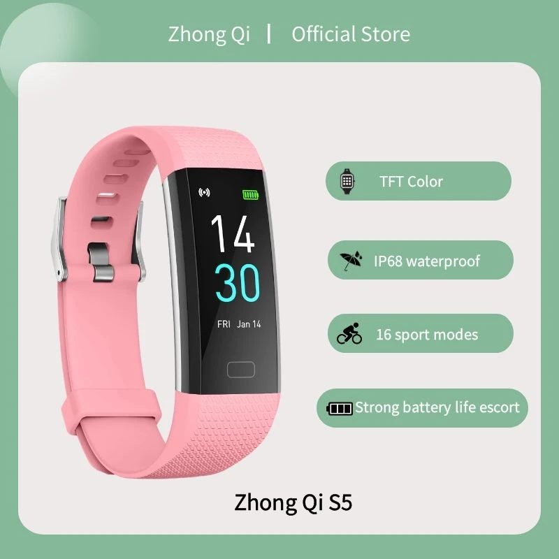 

S5 Full Touch Screen Sport Fitness Watches Personalized reminders IP68 Waterproof Heart rate monitoring fashion Smart Watch