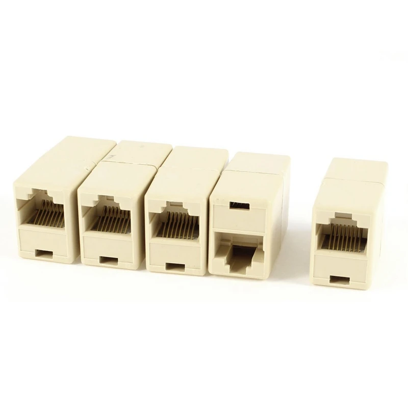 

5 шт. бежевые пластиковые соединители Ethernet RJ45 8P8C мама-мама