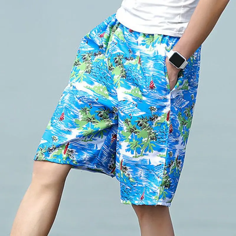 Swim Shorts Plus Size Swimsuit For Men Flower Printed Beach Shorts Quick-drying Shorts gym Pants Swimming Surfing