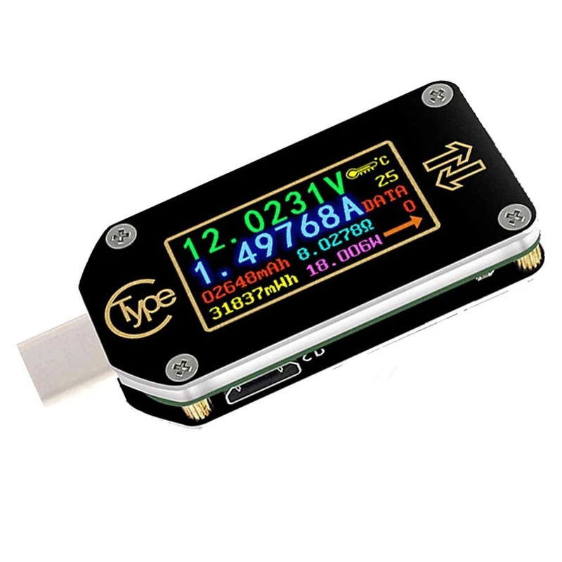 

Spot Goods Type-C USB Tester Multimeter Bluetooth Ammeter Voltmeter Meter IPS Color LCD Display 2 Way Digital Current Voltage Me