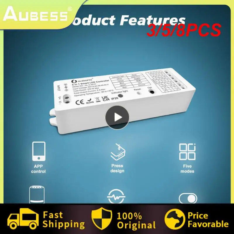 

3/5/8PCS Voice Control Adjust Brightness Switch 5 In 1 Wifi Led Controller App Control Rf Remote Strip Light Controller Tuya Diy