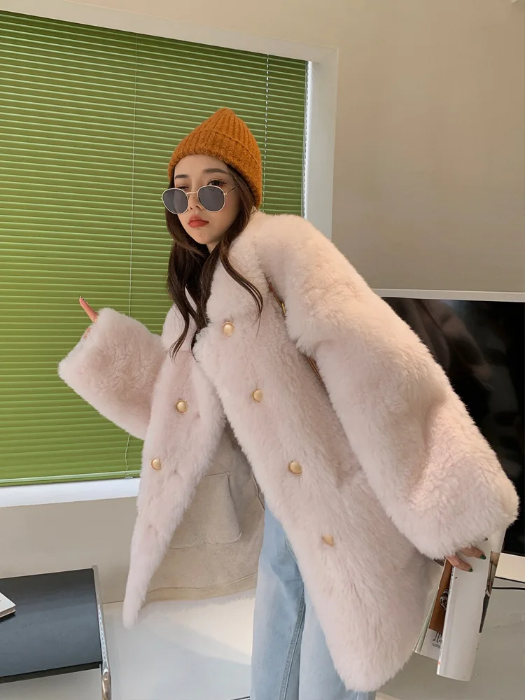 Sheep Shearing Coat 2022 New Fashion Warm Lamb Wool Mid-length Fur Coat for Women