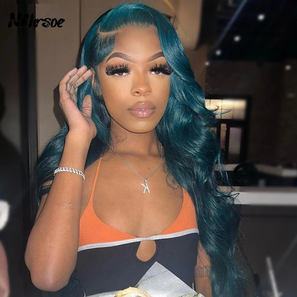 

Хайлайтер темно-зеленый цвет 13x 4 кружевные передние парики для женщин человеческие волосы прозрачные волнистые человеческие волосы на сетке передний парик