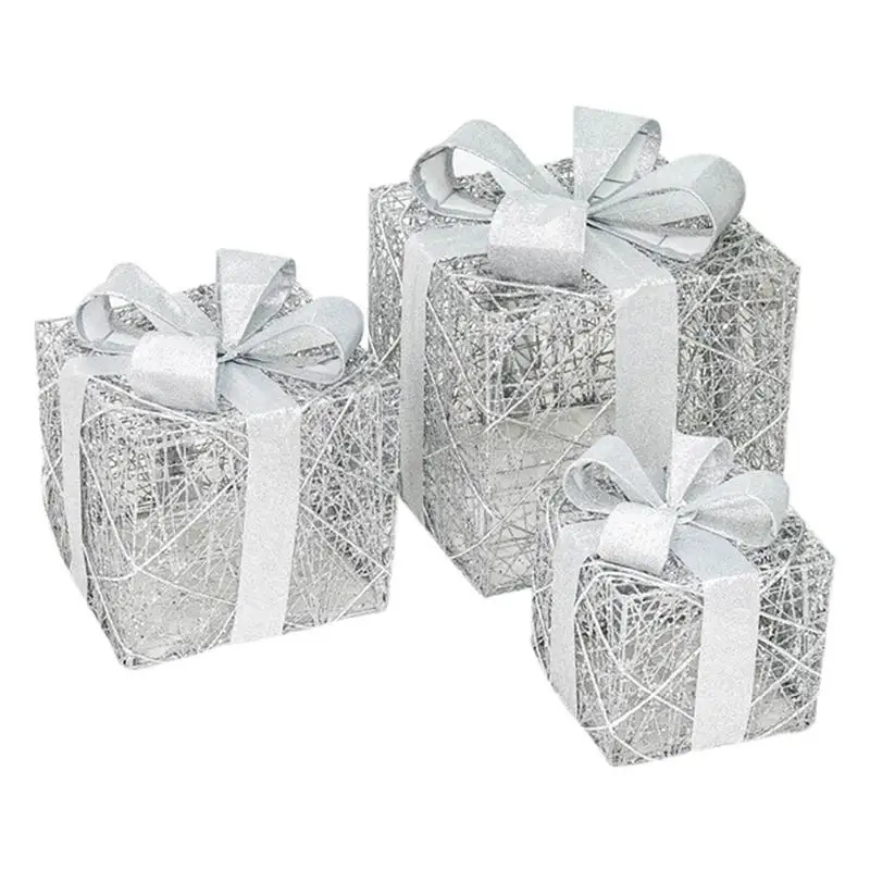 

Christmas Gift Boxes With Lids Present Box Decorations With Led String Lights Present Box Decorations Stackable Christmas Gift