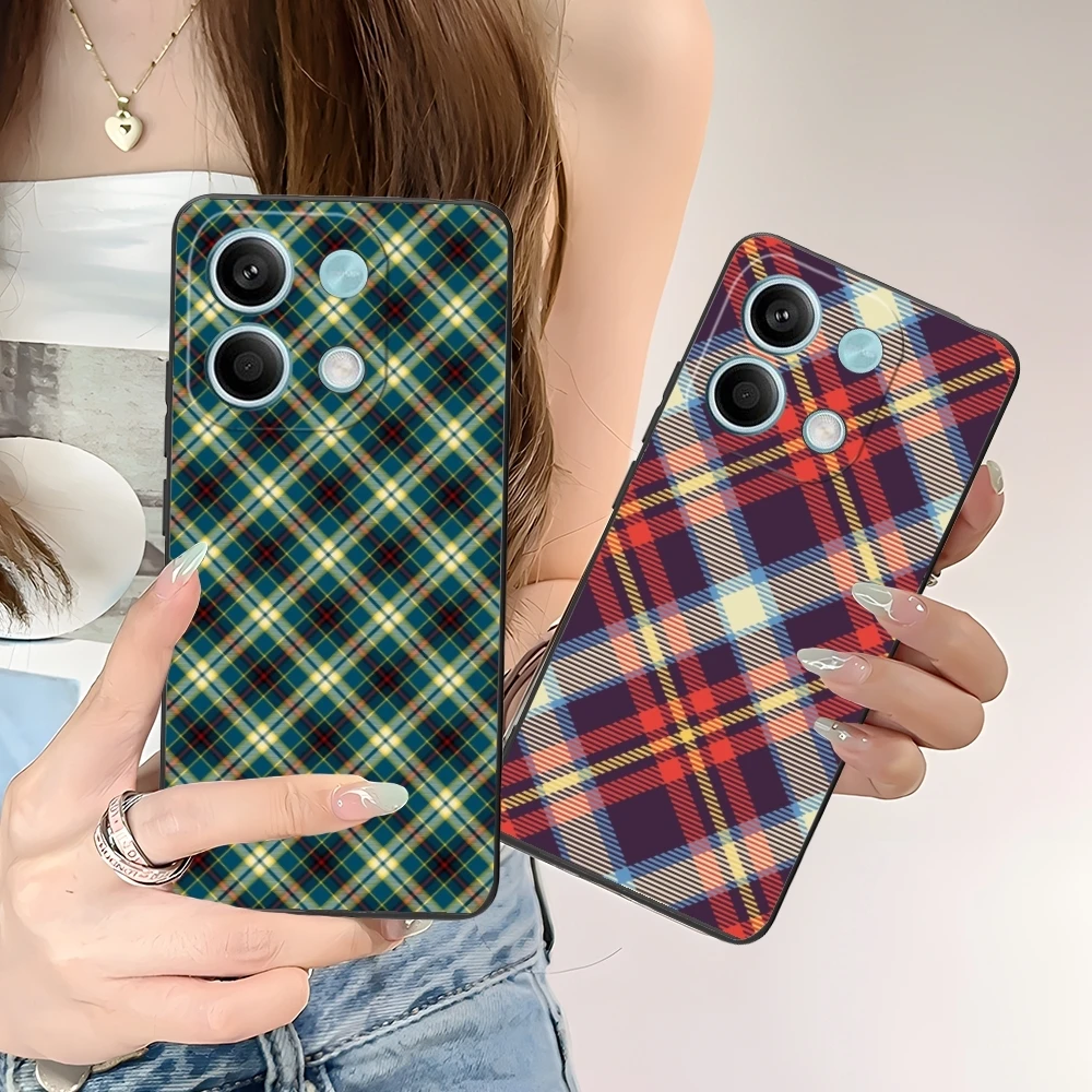 Lattice Grid Texture Mobile Cell Phone Case for Xiaomi POCO M6 M5 M4 M3 X6 X5 X4 X3 F6 F5 F4 F3 F2 C40 Pro GT 5G Black Cover