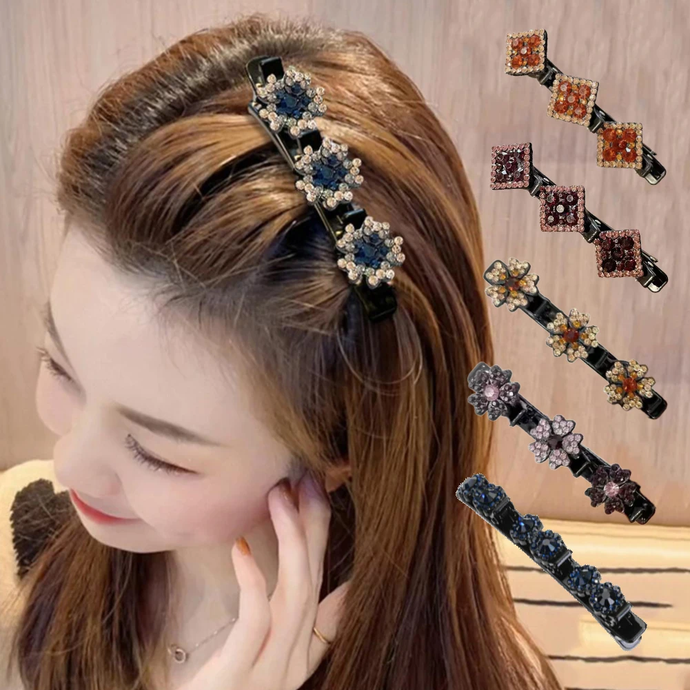 1-2Pcs Korean Style Acryli Crystal Flowers Hair Clips Braid Hairpins for Women Girl Clip Bangs Side Barrettes Hair Accessories