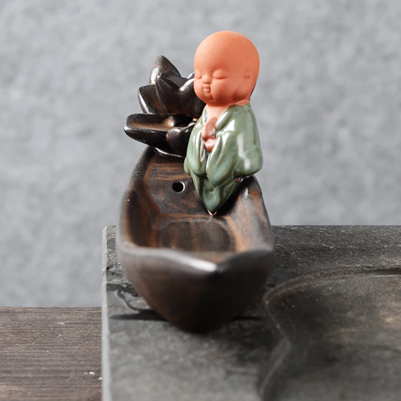 Fully Loaded Backflow Incense Burner Buddhism Decoration Zen Ceramic Monk Set for Home Decor Sticks Holder | Дом и сад