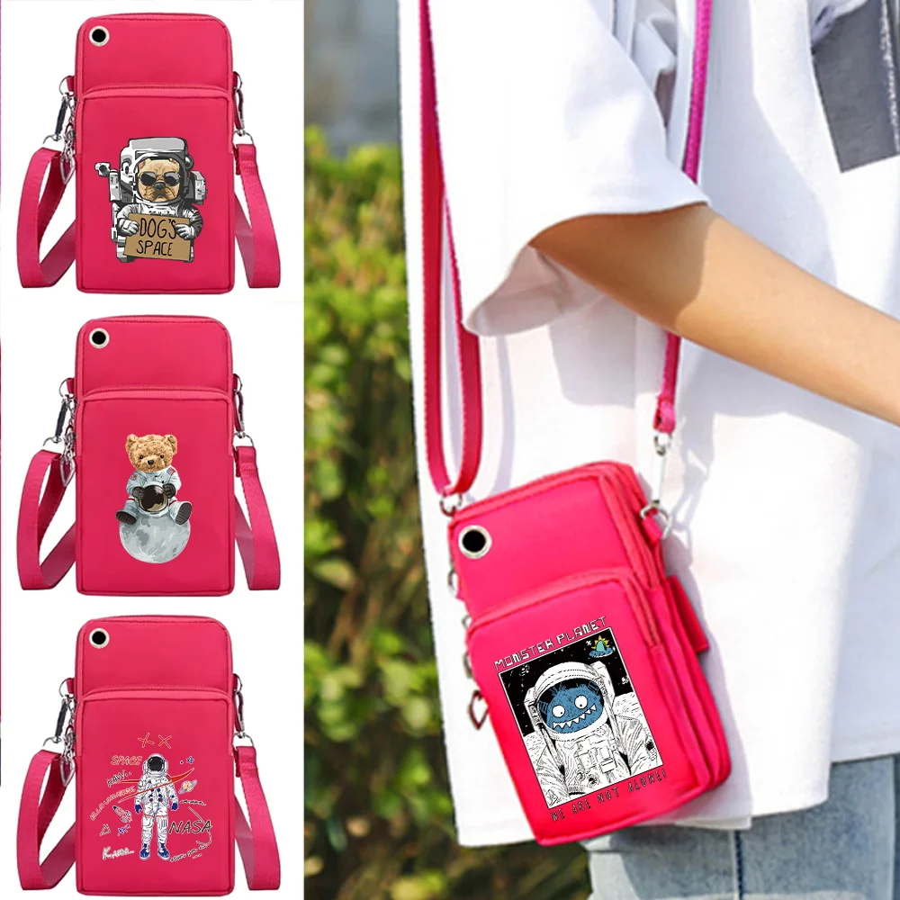 

Universal Phone Bag Outdoor Arm Key Case Wallet for IPhone/Huawei/Samsung Cell Handbag Astronaut Series Print Mini Shoulder Bags