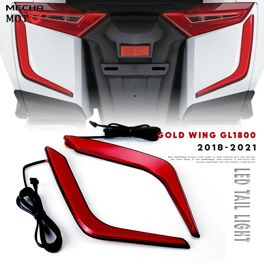 

2018 2019 2020 2021 New Red For Honda GL1800 GL 1800 Gold Wing Goldwing Omni LED Rear Saddlebag Accents F6B