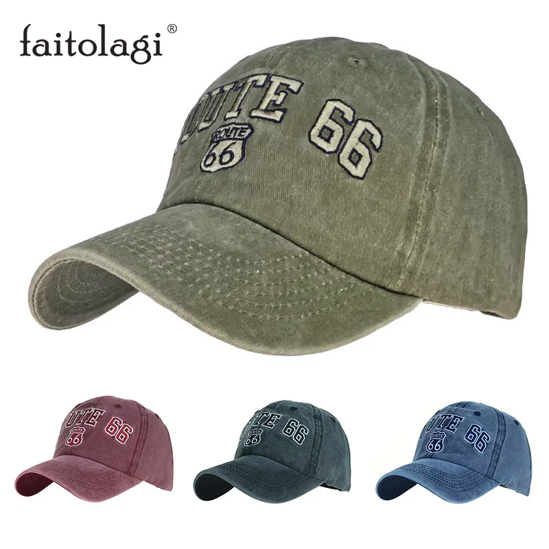 FAITOLAGL Вышивка буквы ROUTE 66 бейсболка летняя Snapback модная шляпа для женщин и мужчин