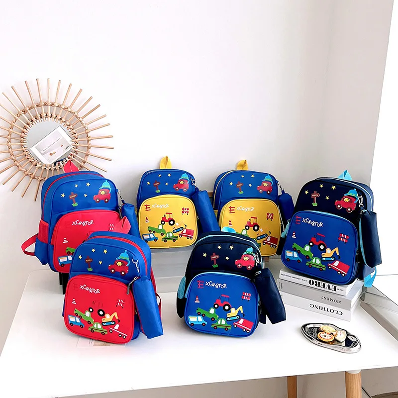 Children's Schoolbag Cartoon Fashion Cute Car Kindergarten Backpacks for Preschool Boys and Girls Large Capacity Schoolbag