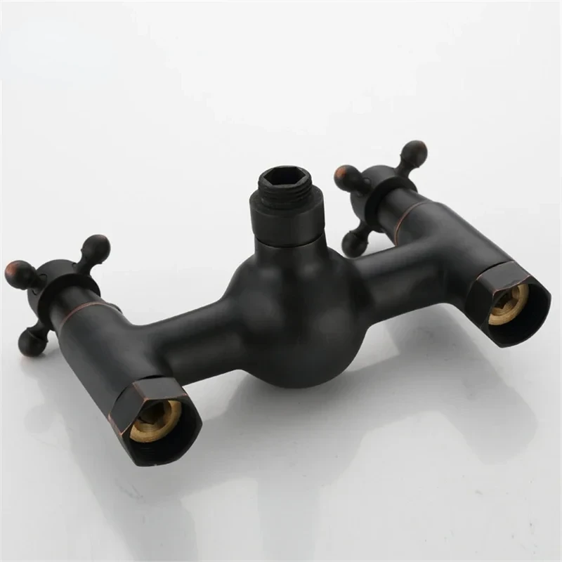 Черный набор смесителей для душа ванной комнаты с ручным распылением настенное