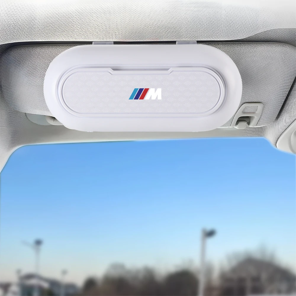ABS Car Sun Visor Glasses Clip Sunglasses Storage Box For BMW M Power Performance X3 X4 E90 F10 M1 M3 M5 F20 M6 E92 G32 G20 G29