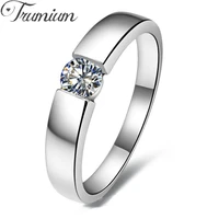 trumium silver gold color couple rings lovers promise 1 carat wedding rings for women and men bijoux jewelry free engraving
