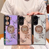 butterfly love flower for huawei glory 60 mobile phone case for 60pro protective cover fall proof with ring holder phone case