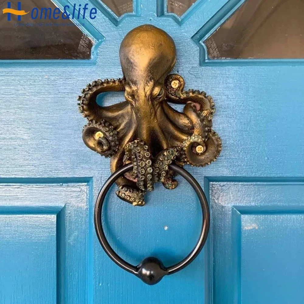 

New Arrival Halloween Gift Decoration Pincuru Cthulhu Mythos Octopus Skull Door Ring Unique Bizarre Home Hanging Resin Crafts